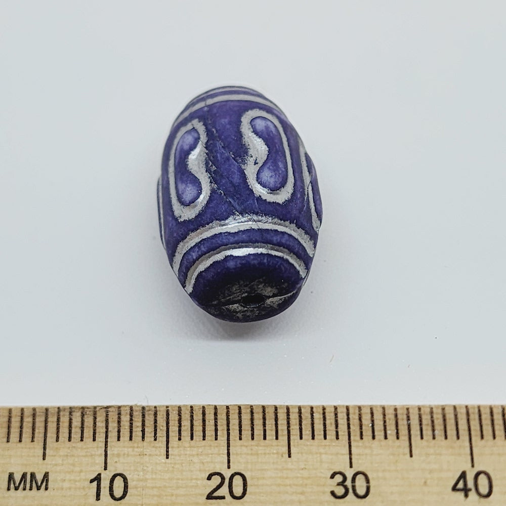 20x15mm Barrel (10) - Matte Jacaranda/Silver - Vintage Art Deco Style Lucite Beads