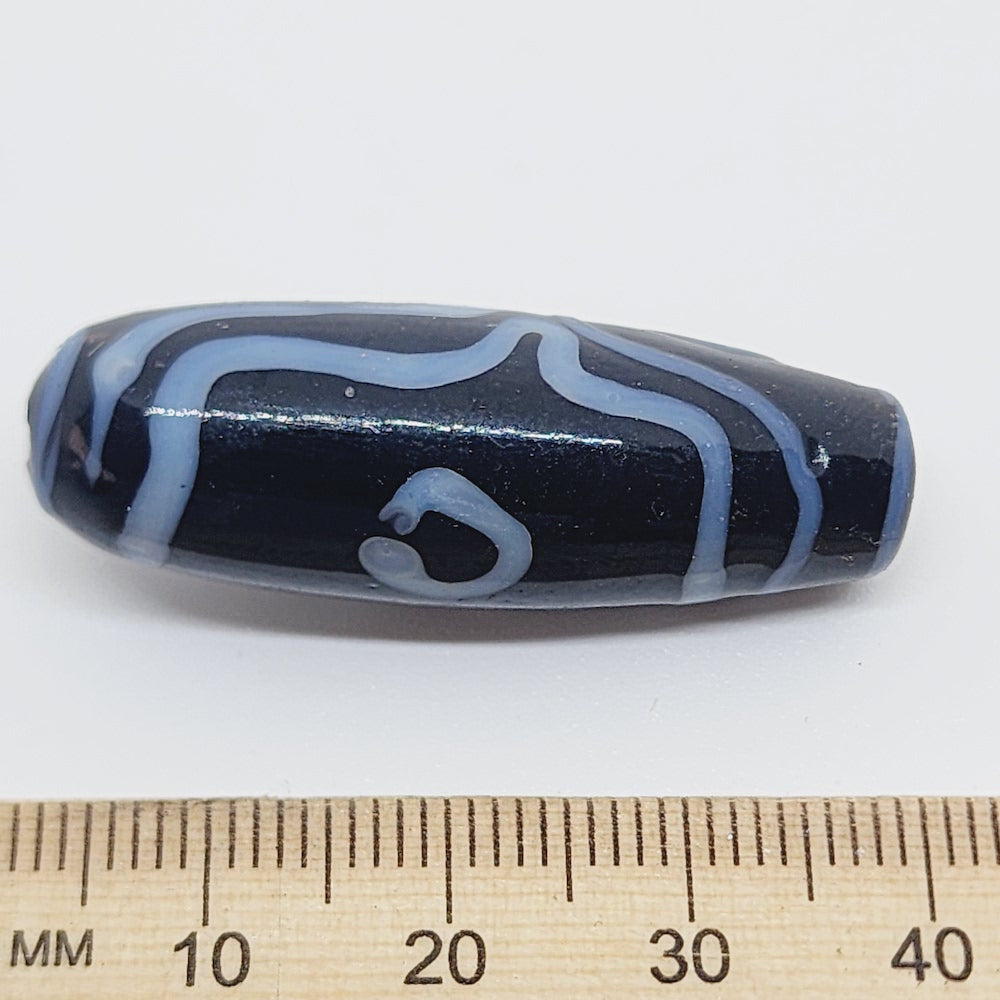 35mm Dzi Tibetan River Stone Bead (5) - Black