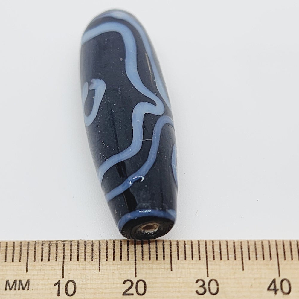 35mm Dzi Tibetan River Stone Bead (5) - Black