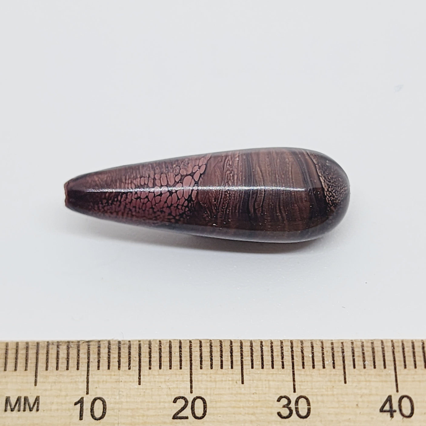 30x8mm Teardrop (10) - Dark Brown - Vintage Wood Veneer Marbled Effect Beads