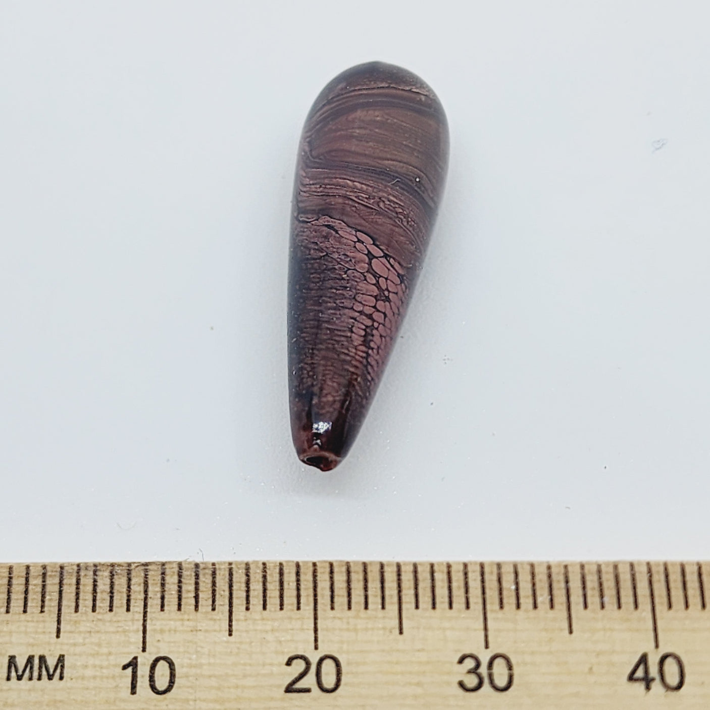 30x8mm Teardrop (10) - Dark Brown - Vintage Wood Veneer Marbled Effect Beads