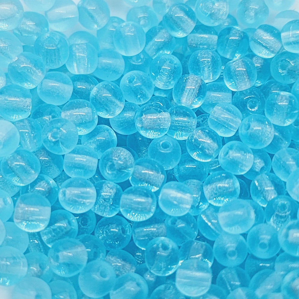 4mm Round (100) - Light Aqua Transparent - Vintage Czech Glass Beads