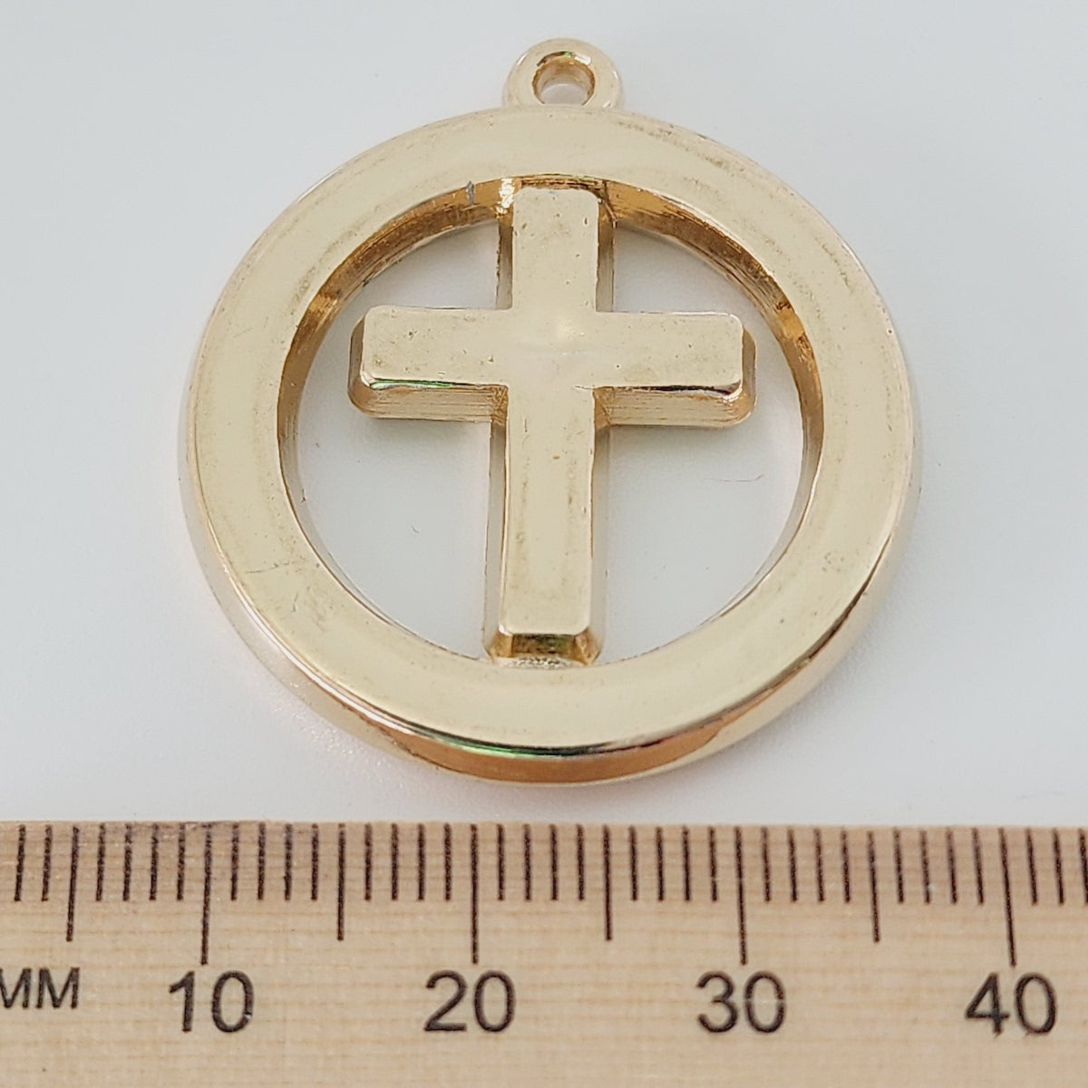 34x30mm Ringed Cross (10) - Gold - Vintage Metalised Pendants