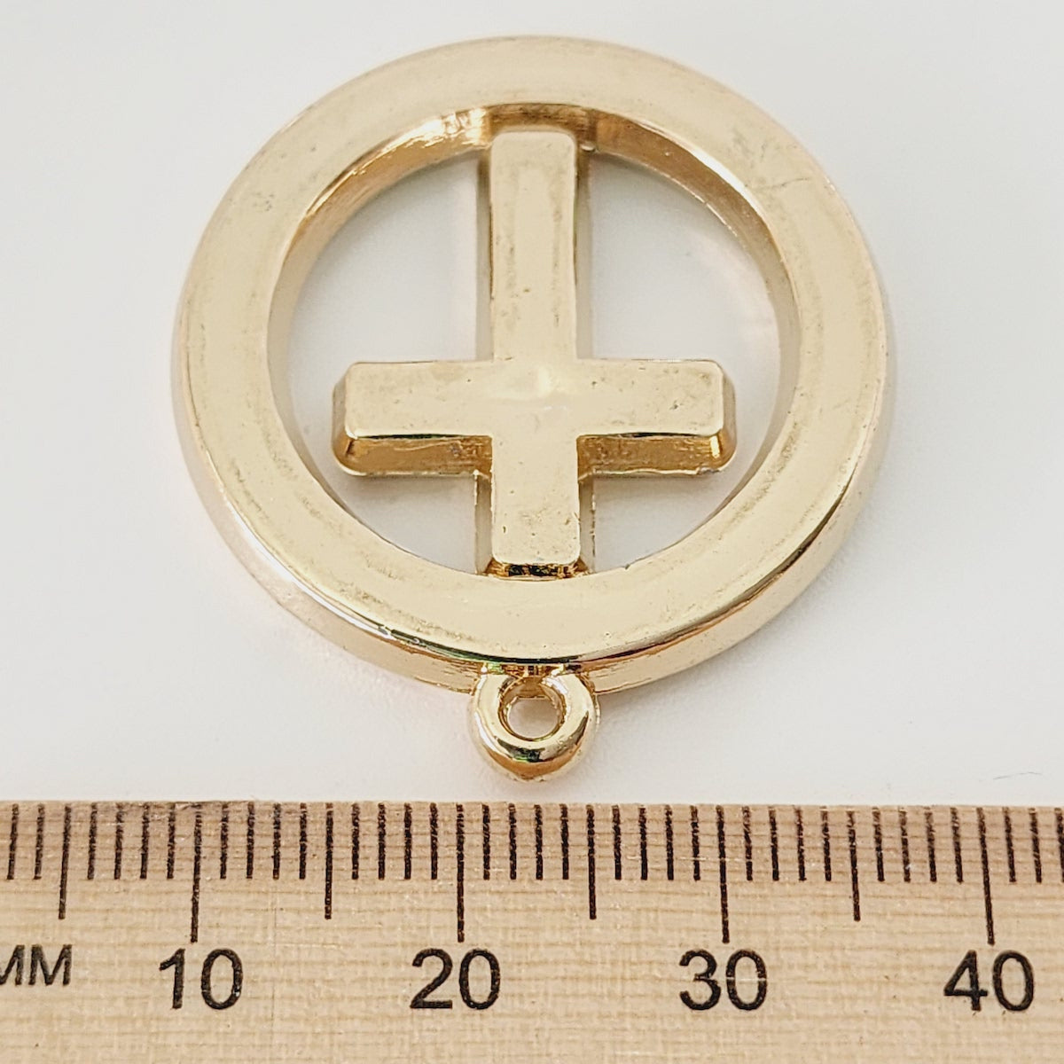 34x30mm Ringed Cross (10) - Gold - Vintage Metalised Pendants