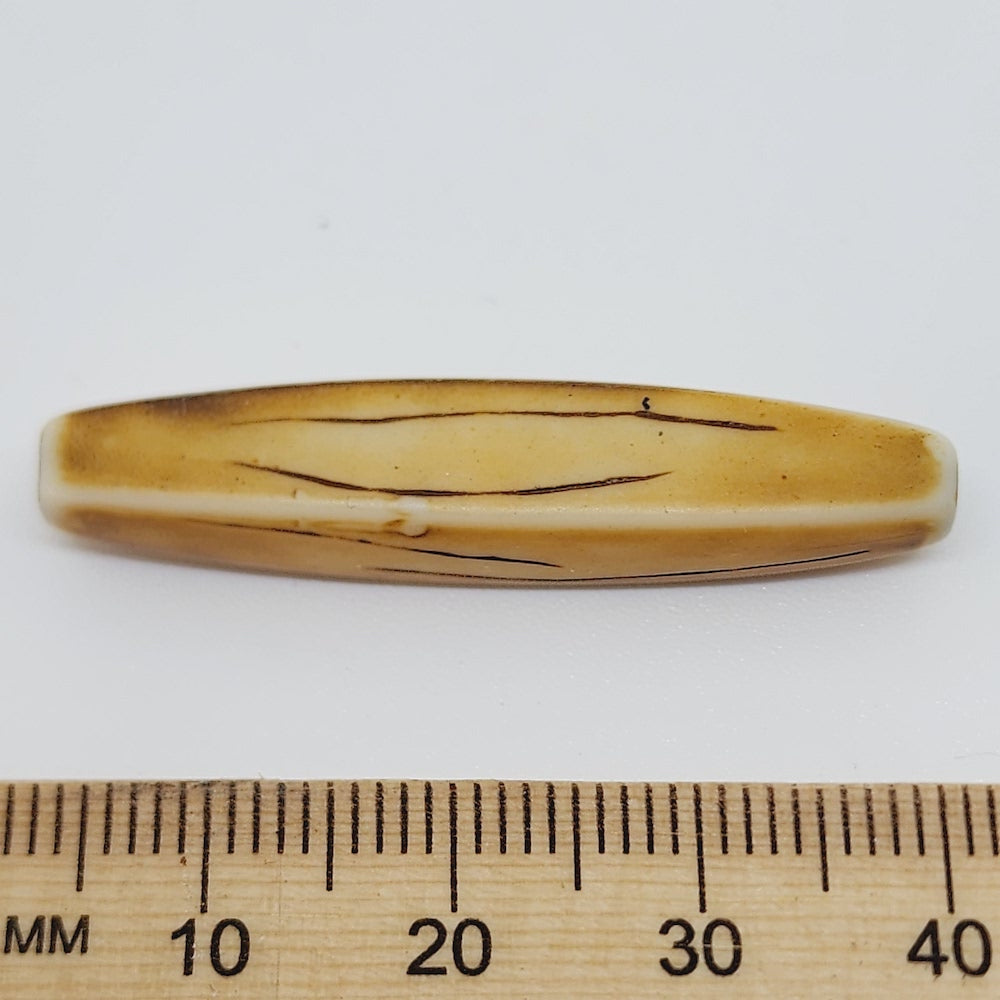 39.5x7mm Hairpipe (10) - Dark Antique Bone Look Vintage Beads