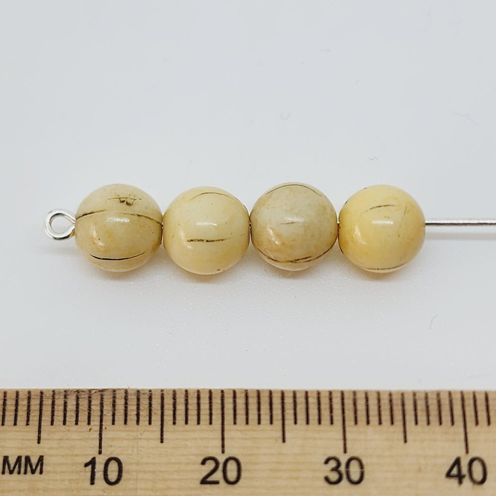 8mm Round (50) - Antique Bone Look Vintage Beads