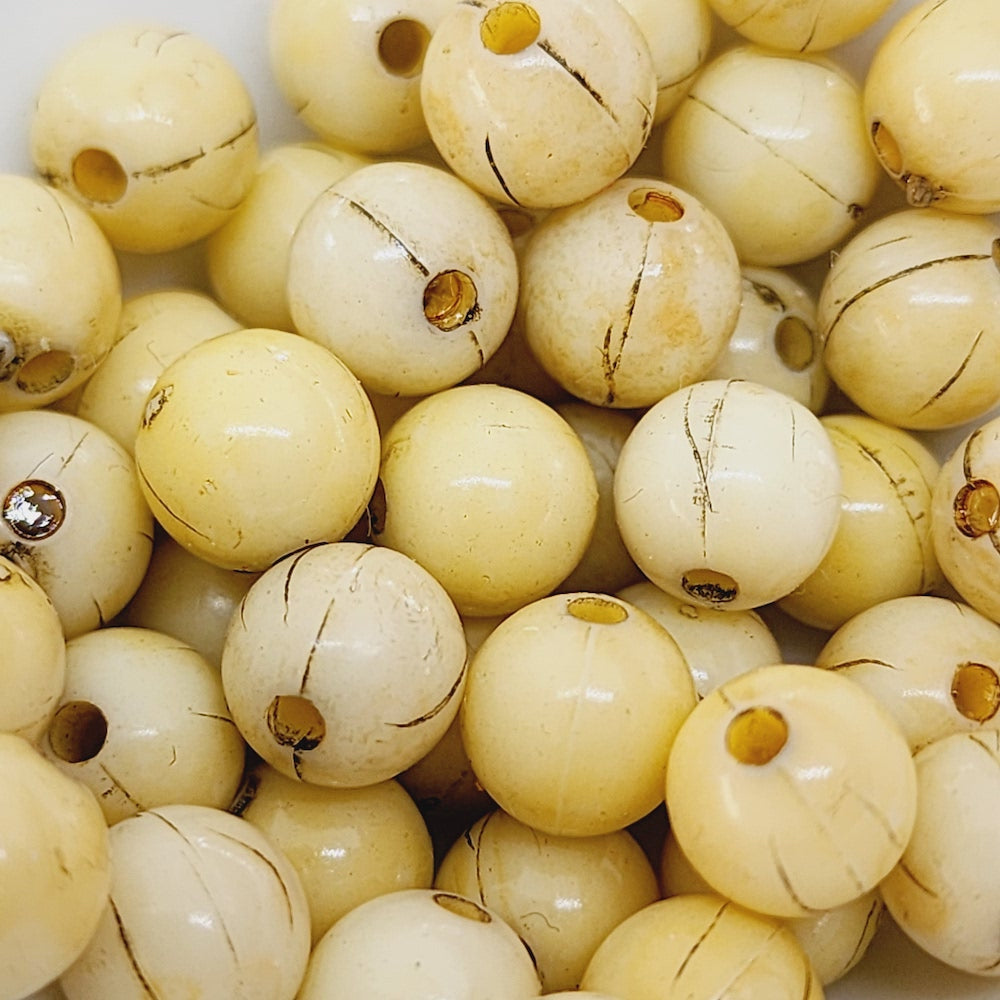8mm Round (50) - Antique Bone Look Vintage Beads