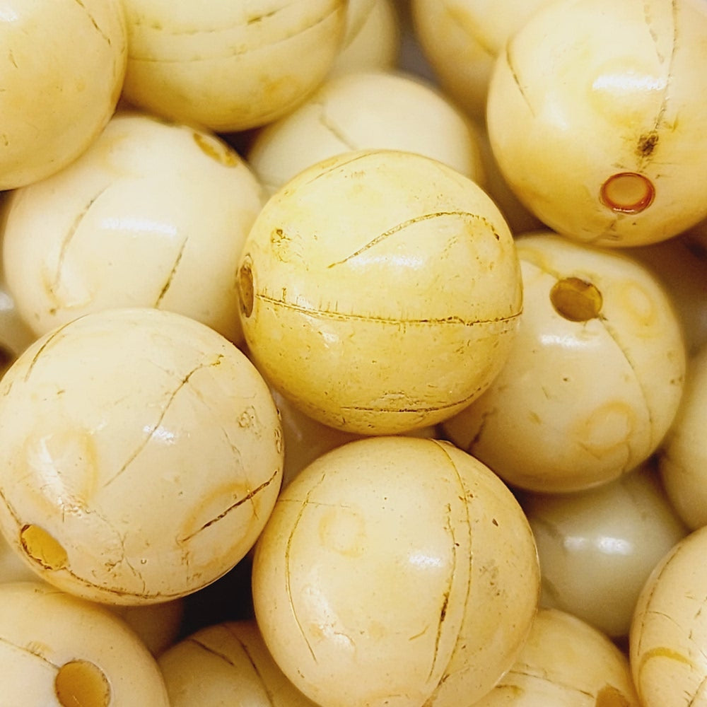 12mm Round (50) - Antique Bone Look Vintage Beads