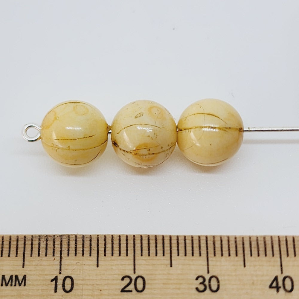 10mm Round (50) - Antique Bone Look Vintage Beads