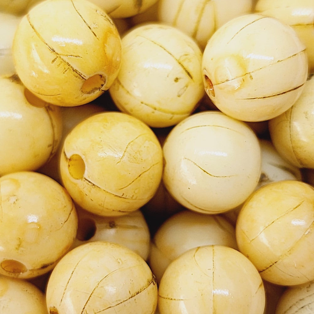 10mm Round (50) - Antique Bone Look Vintage Beads
