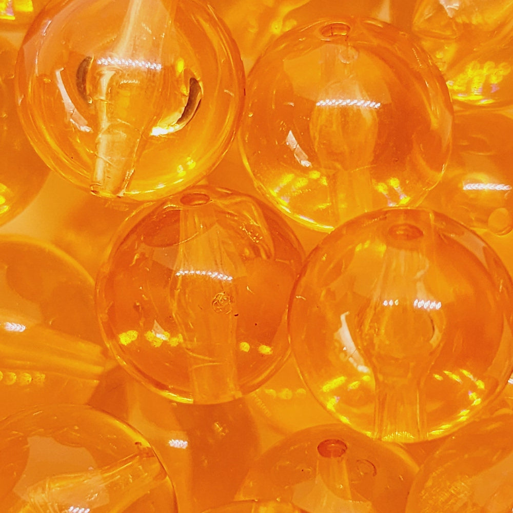 14mm Round (25) - Hyacinth Orange Transparent - Vintage Lucite Beads