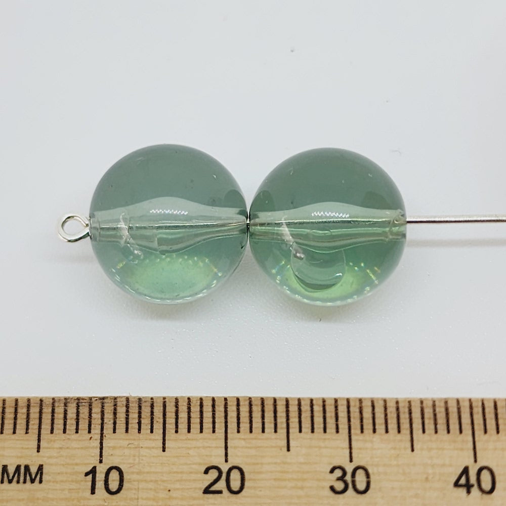 14mm Round (25) - Fluorite Green Transparent - Vintage Lucite Beads