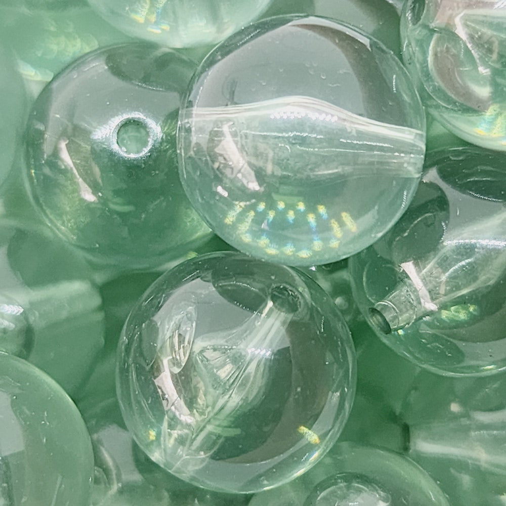 14mm Round (25) - Fluorite Green Transparent - Vintage Lucite Beads