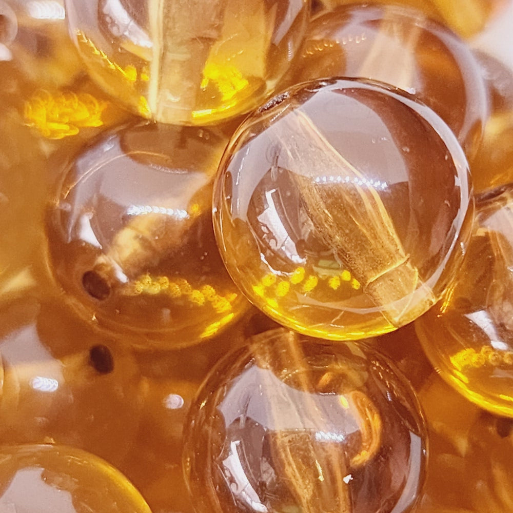 14mm Round (25) - Brown Transparent - Vintage Lucite Beads