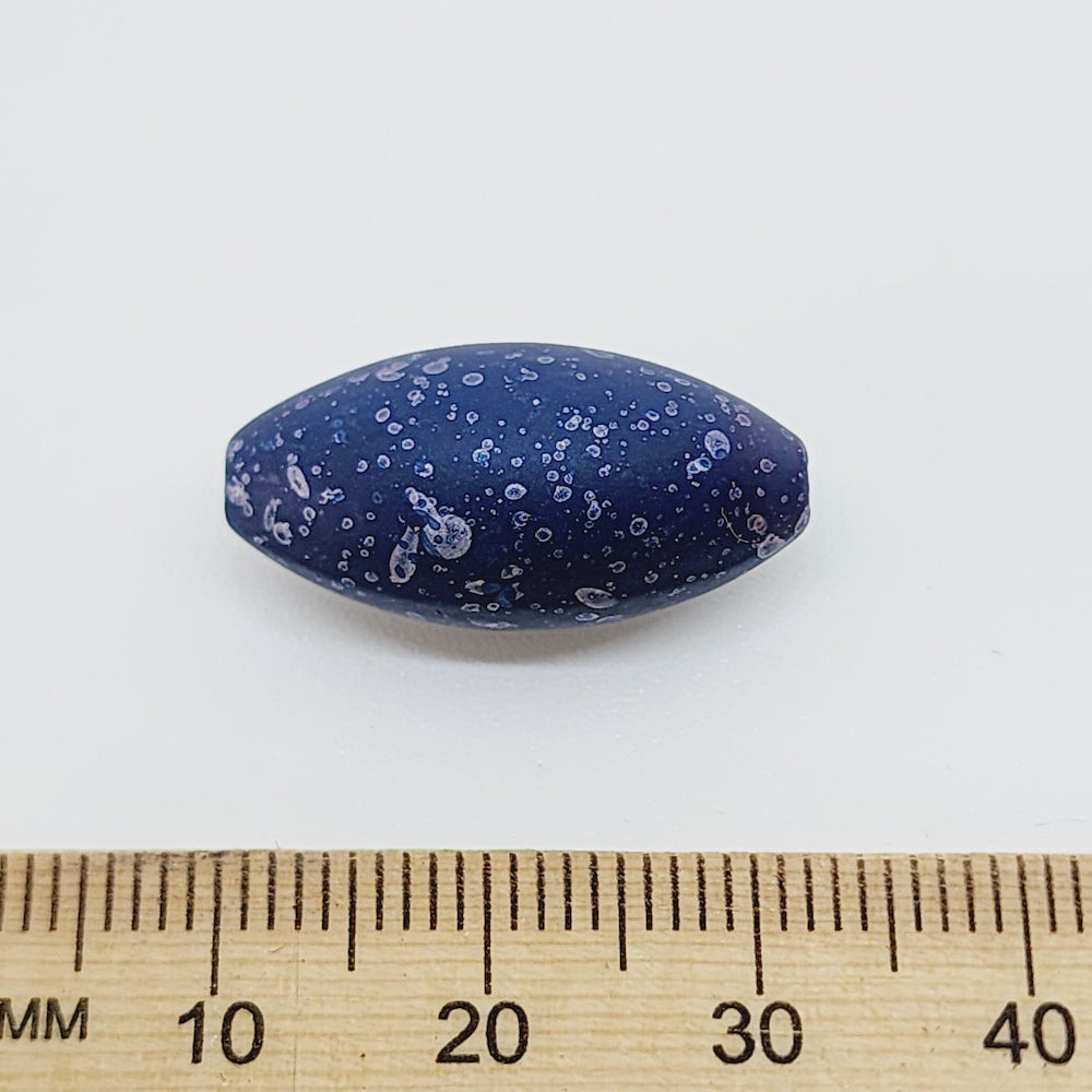23x10mm Rice (10) - Navy Blue - Matte Metallic Speckled Vintage Beads