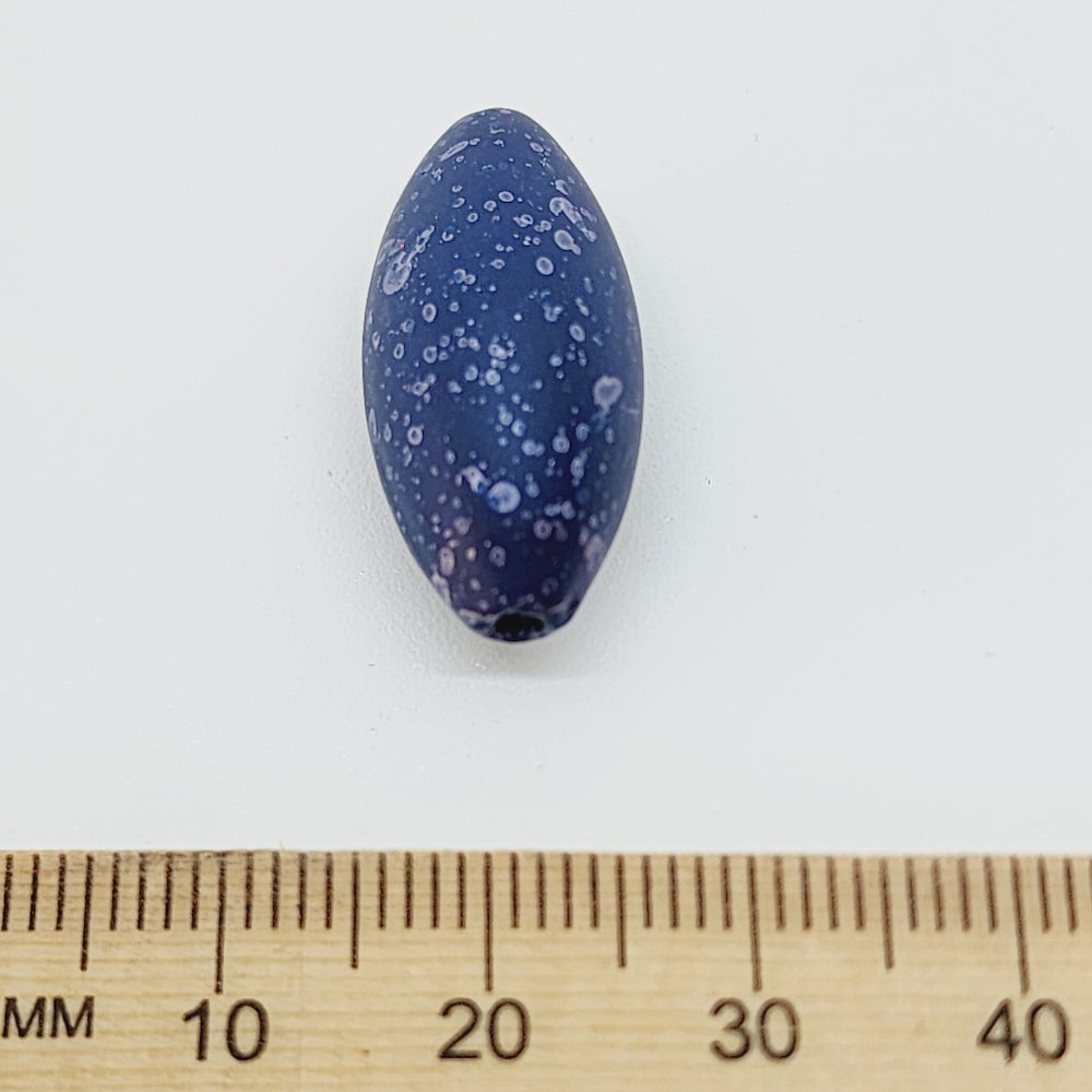 23x10mm Rice (10) - Navy Blue - Matte Metallic Speckled Vintage Beads