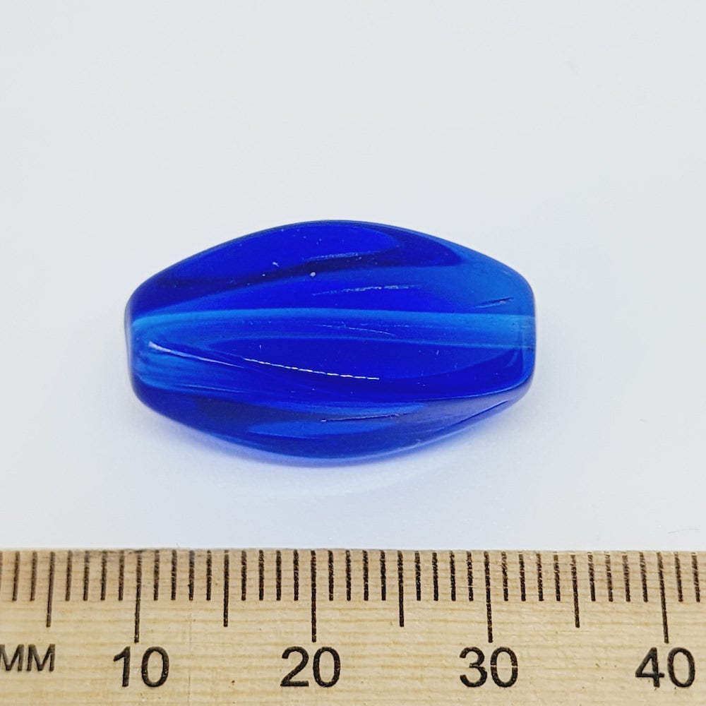 25x10x15mm Squared Oval (10) - Capri Blue Transparent - Vintage Lucite Beads