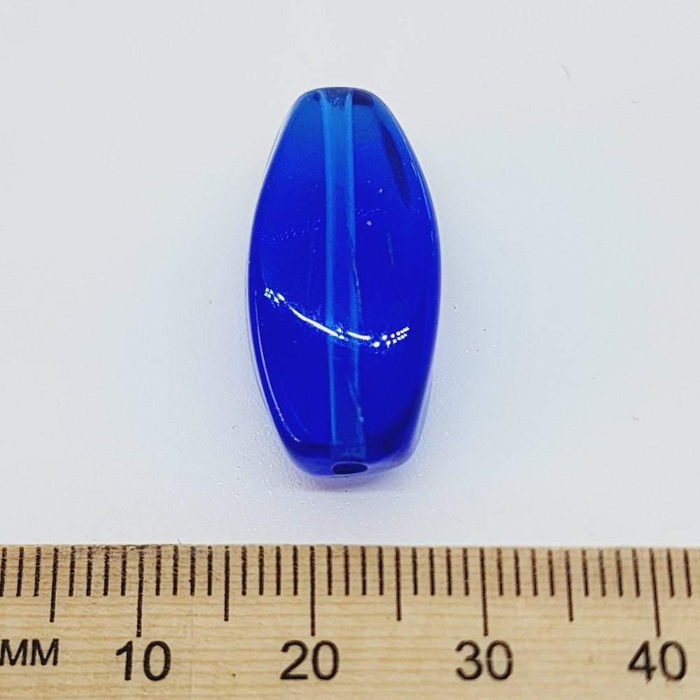 25x10x15mm Squared Oval (10) - Capri Blue Transparent - Vintage Lucite Beads
