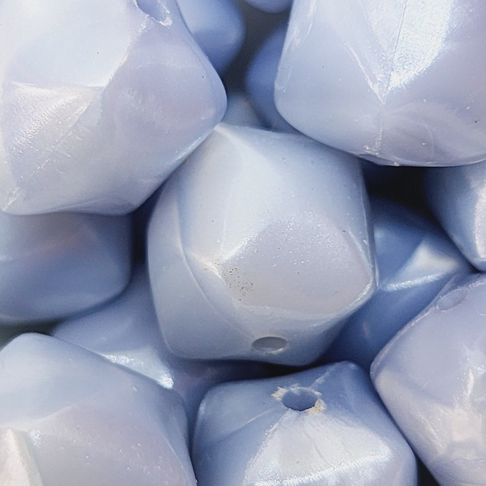 15mm Square Pillow (25) - Light Blue Pearlised - Vintage Lucite Beads