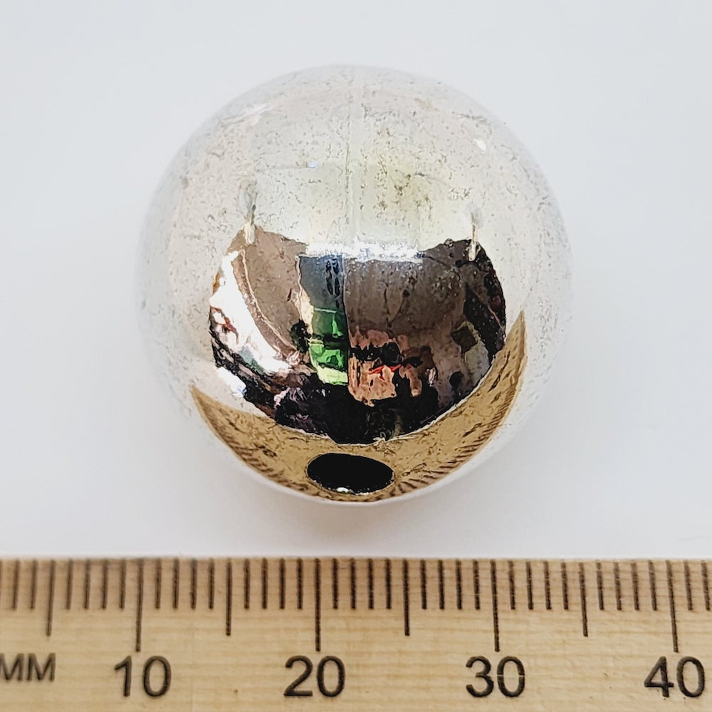 25mm Round (10) - Silver - Vintage Metalised Beads