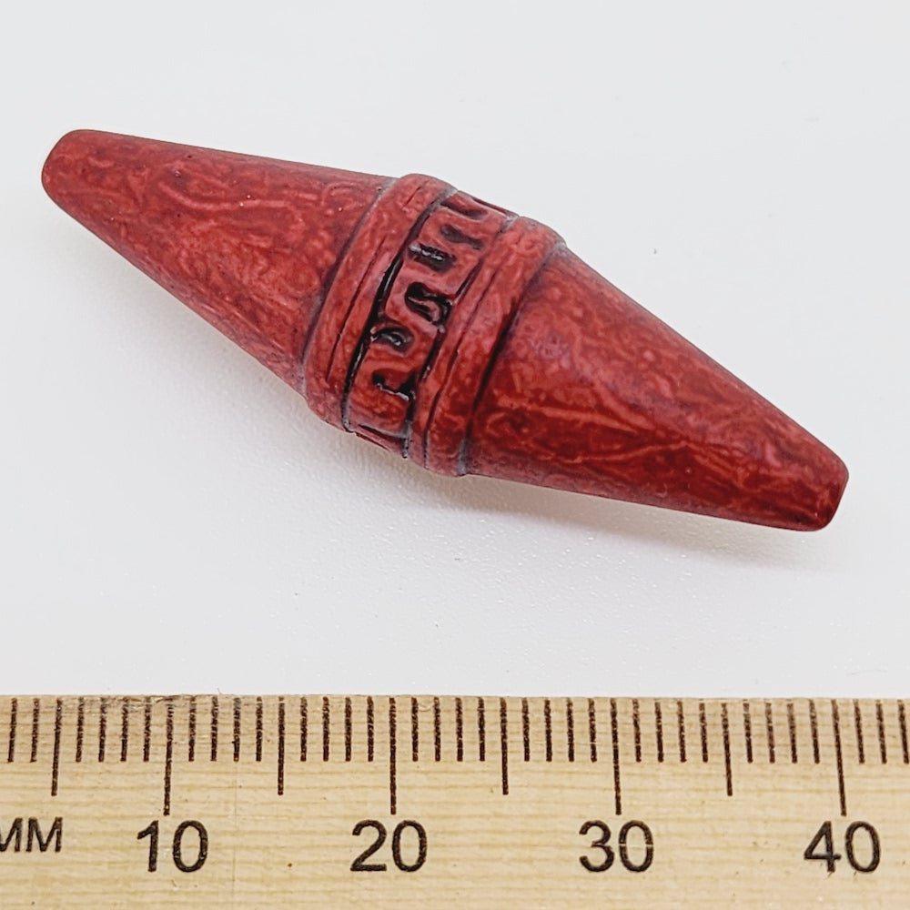 40x13mm Elongated Bicone (10) - Mahogany - Vintage Wood Stained Look Beads