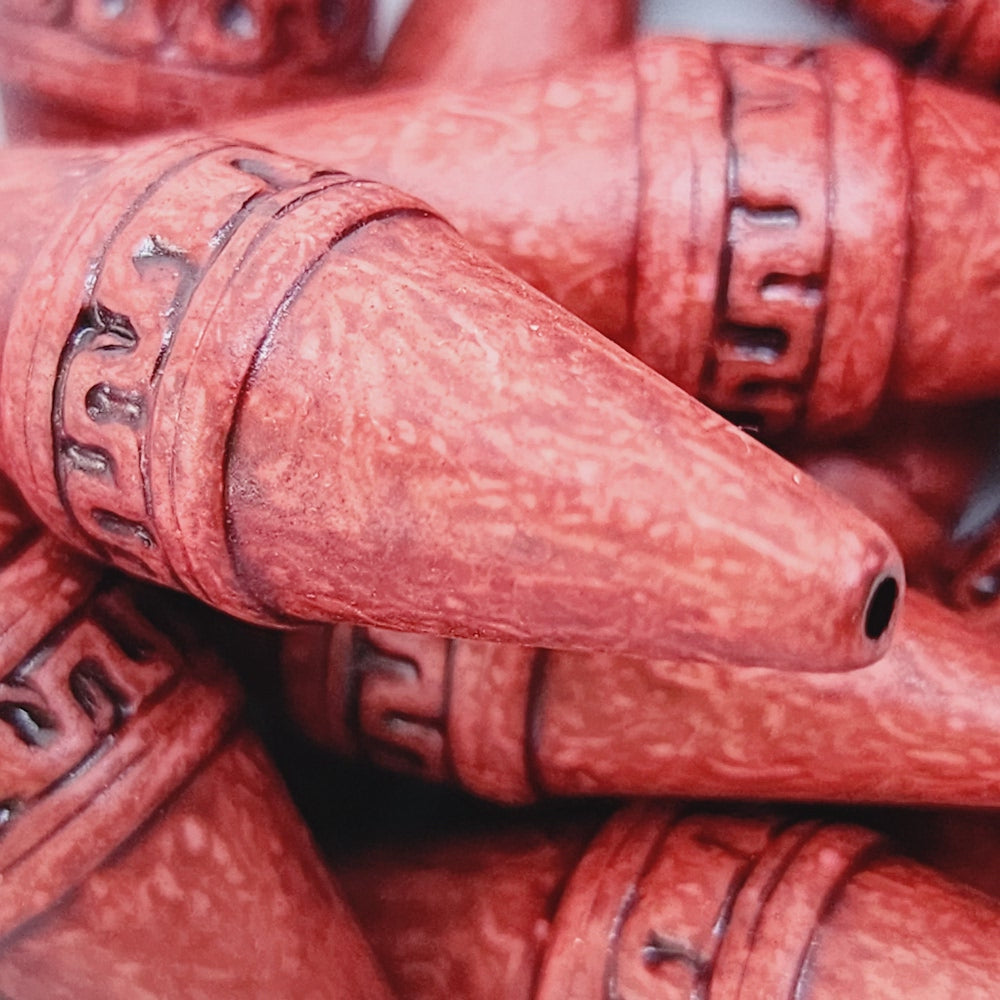 40x13mm Elongated Bicone (10) - Mahogany - Vintage Wood Stained Look Beads