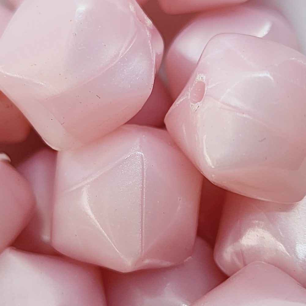 15mm Square Pillow (25) - Light Pink Pearlised - Vintage Lucite Beads