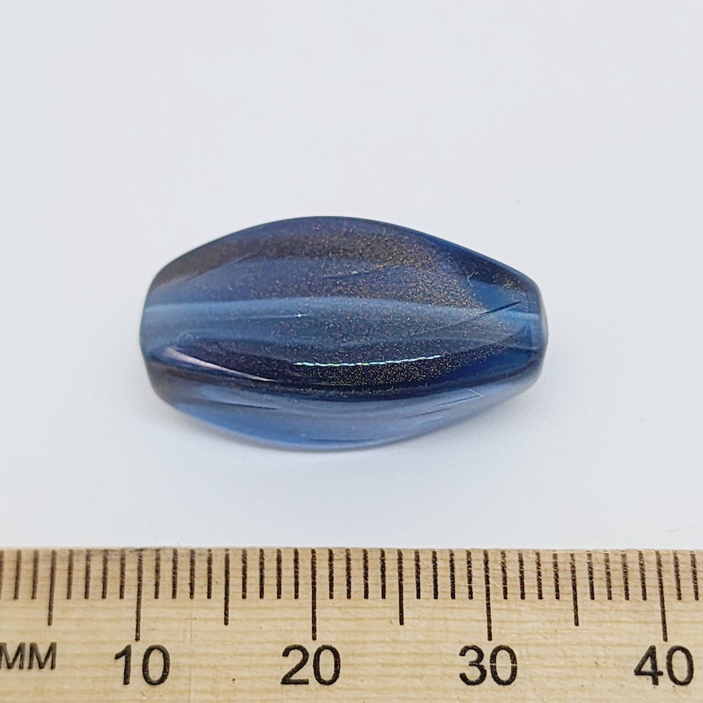 25x10x15mm Squared Oval (10) - Montana Blue Transparent Gold Lustre - Vintage Lucite Beads