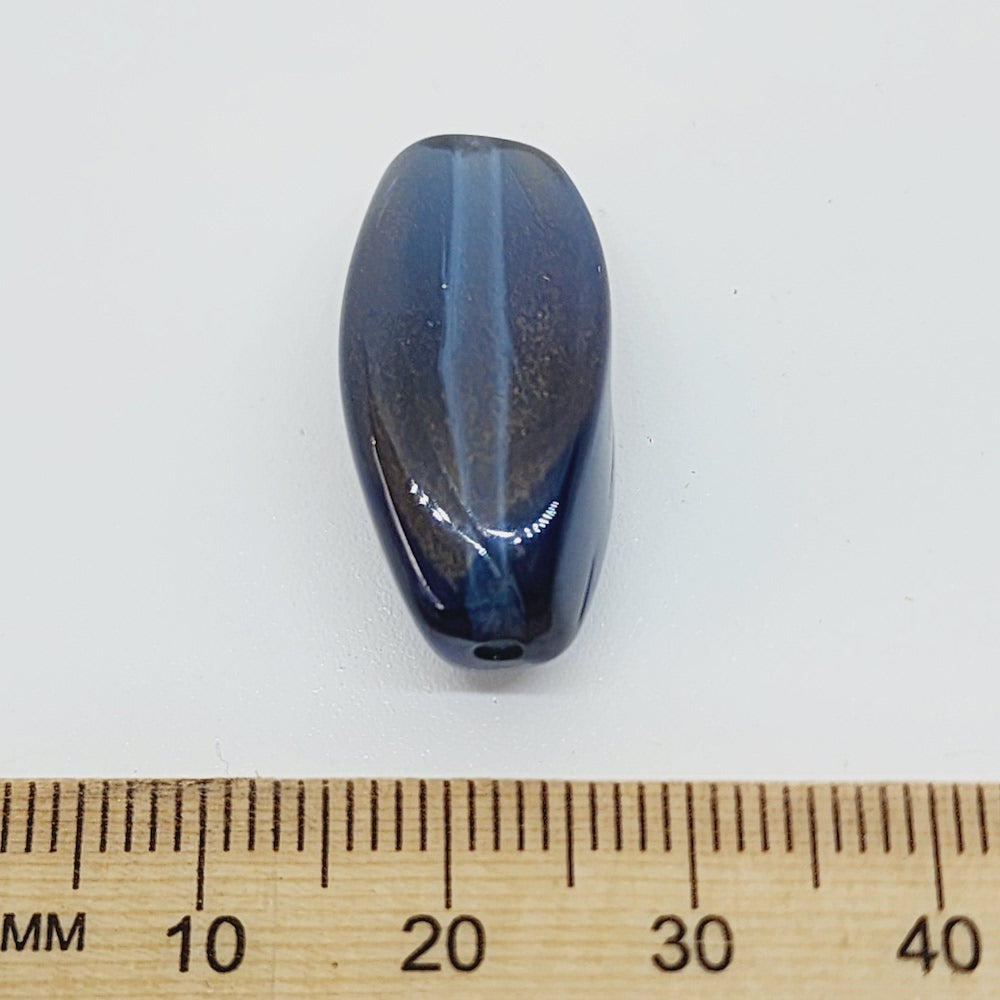 25x10x15mm Squared Oval (10) - Montana Blue Transparent Gold Lustre - Vintage Lucite Beads