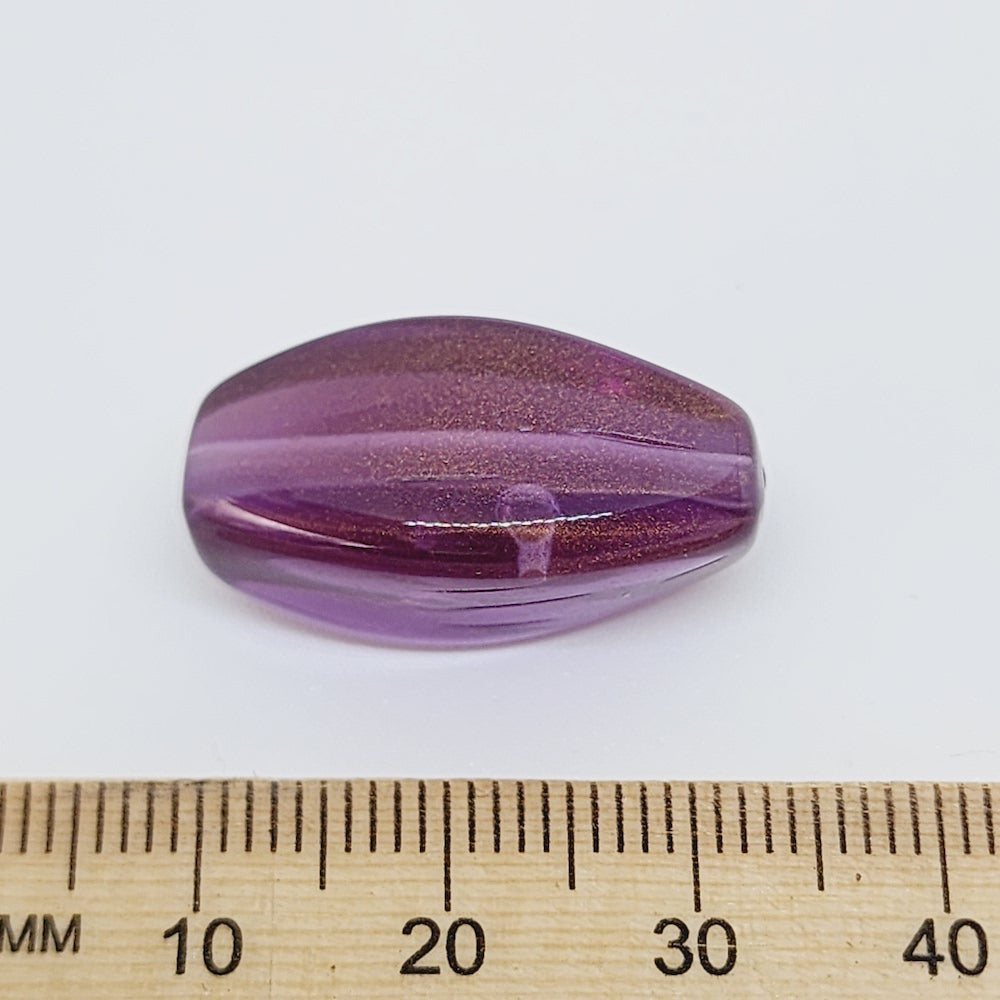 25x10x15mm Squared Oval (10) - Purple Transparent w. Gold Lustre - Vintage Lucite Beads