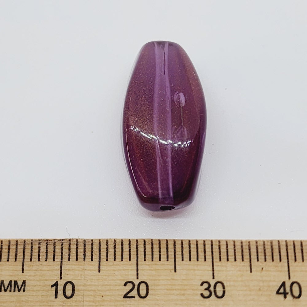 25x10x15mm Squared Oval (10) - Purple Transparent w. Gold Lustre - Vintage Lucite Beads