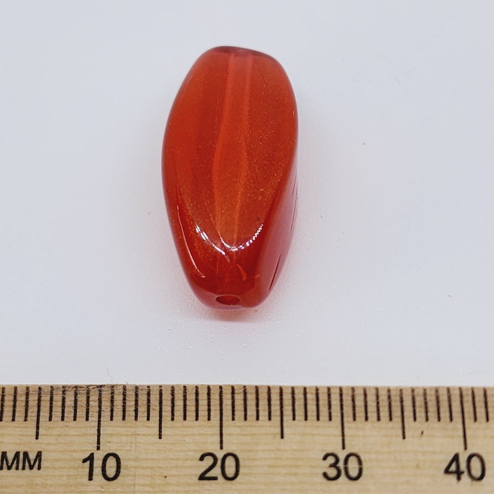 25x10x15mm Squared Oval (10) - Red Transparent w. Gold Lustre - Vintage Lucite Beads