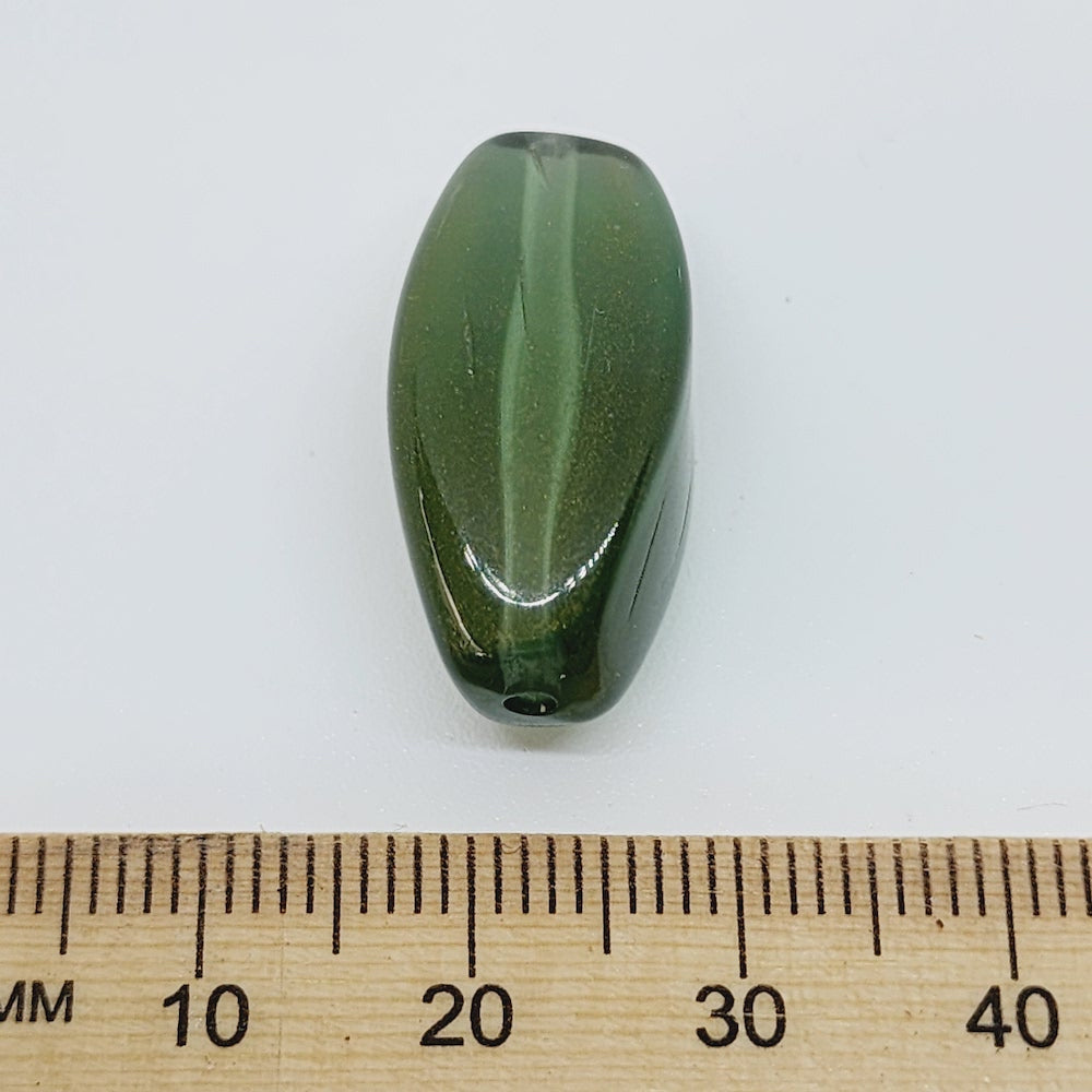 25x10x15mm Squared Oval (10) - Green Transparent w. Gold Lustre - Vintage Lucite Beads