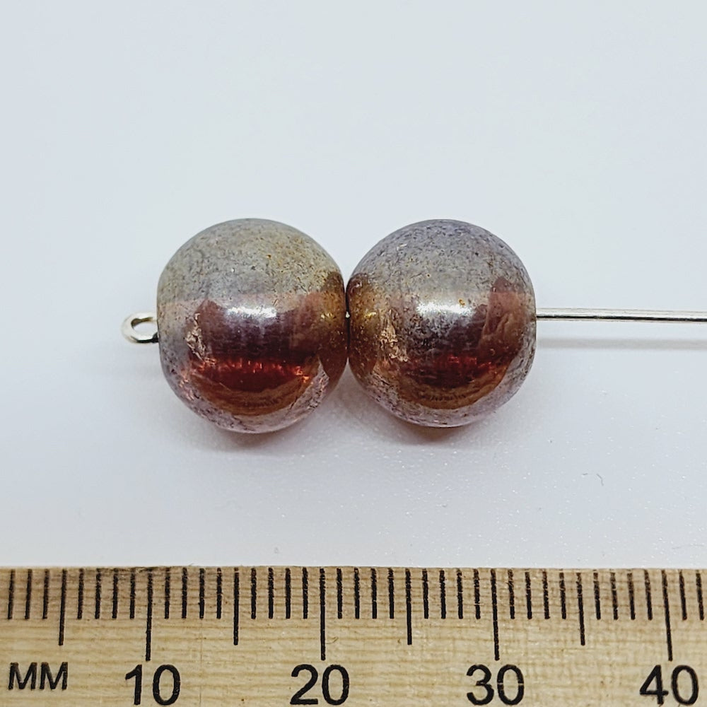 12mm Round (25) - Transparent Amethyst Lustre - Indian Glass Vintage Beads