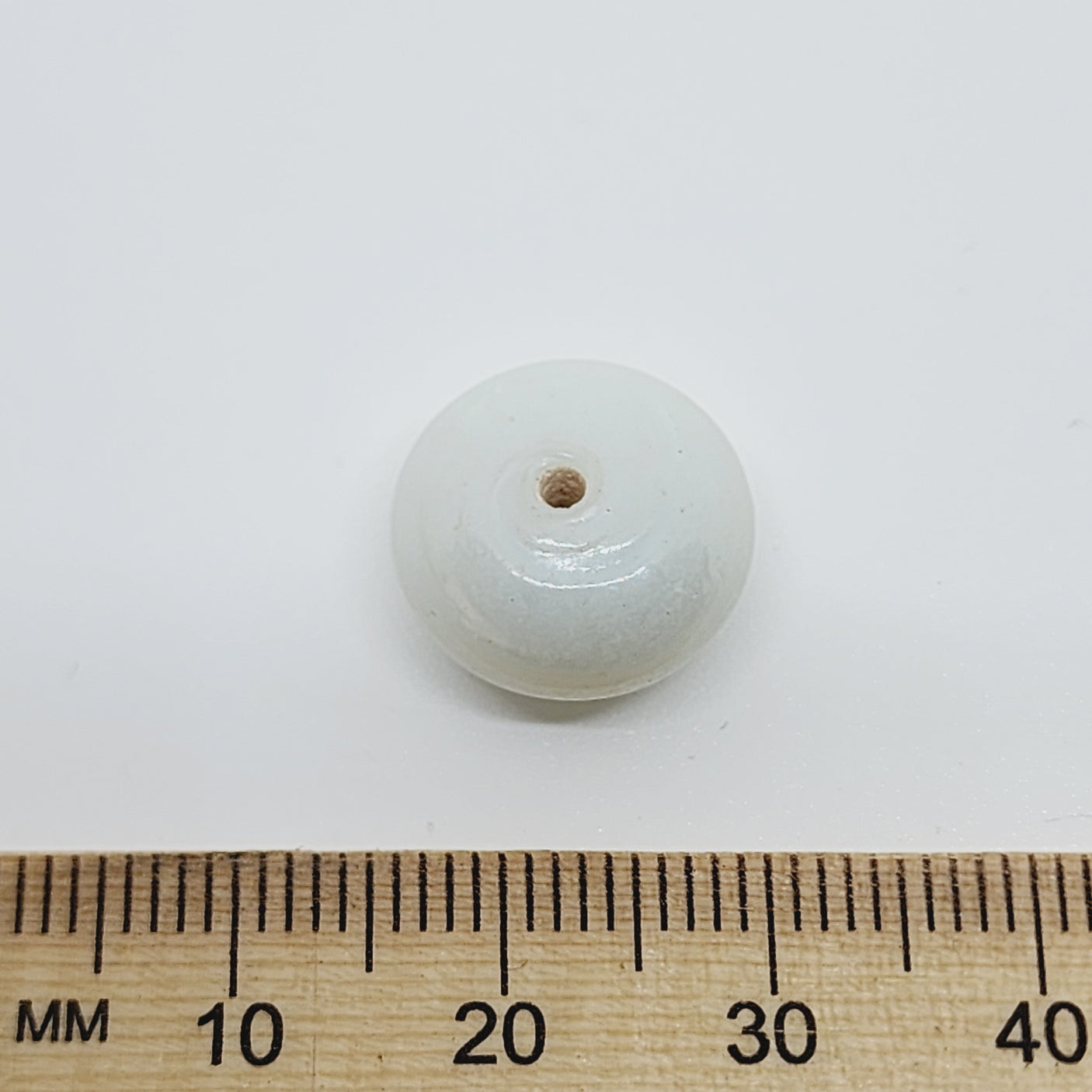 8x14mm Rondelle (25) - Opaque White Lustre - Indian Glass Vintage Beads