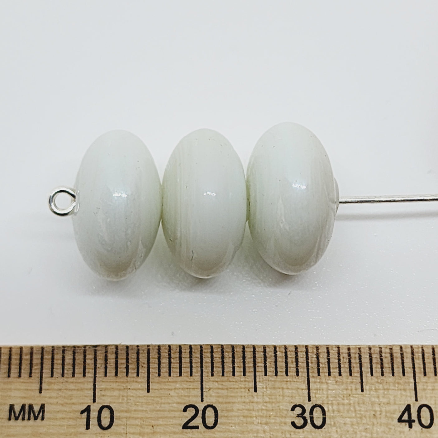 8x14mm Rondelle (25) - Opaque White Lustre - Indian Glass Vintage Beads