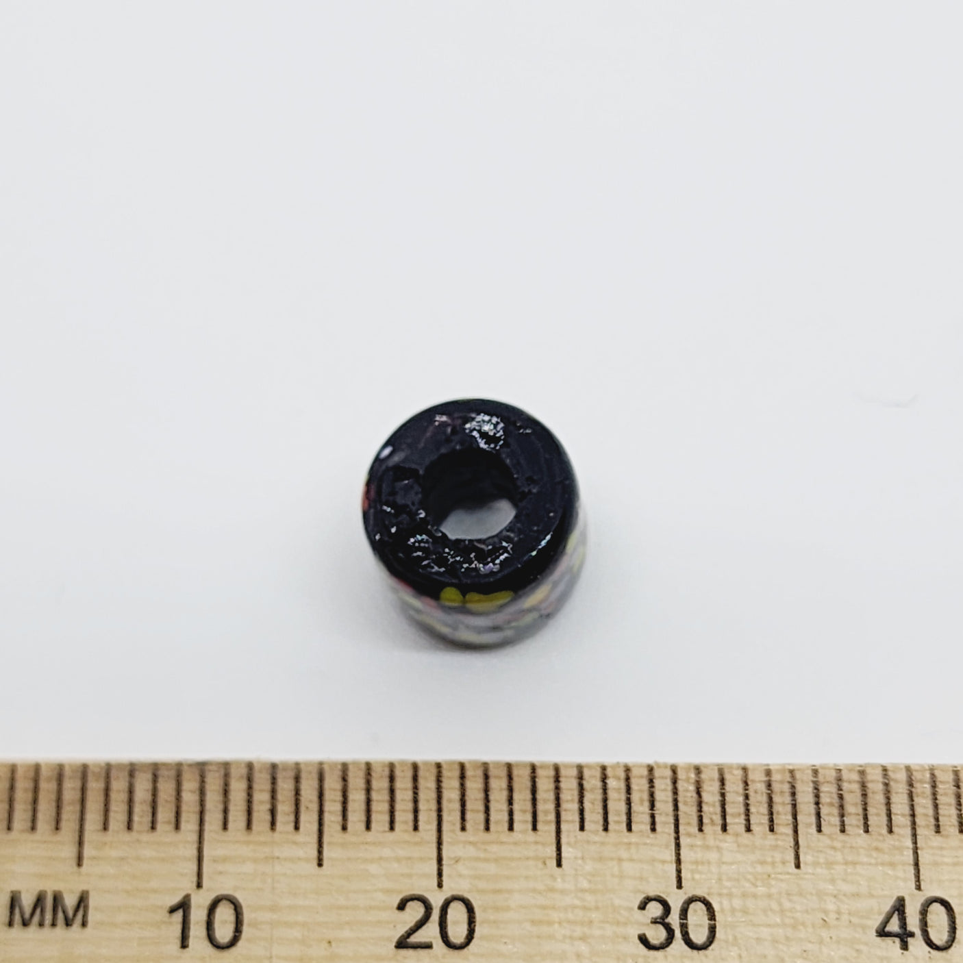 11x10mm Tube (25) - Black Crumb - Glass Vintage Replica Trade Beads