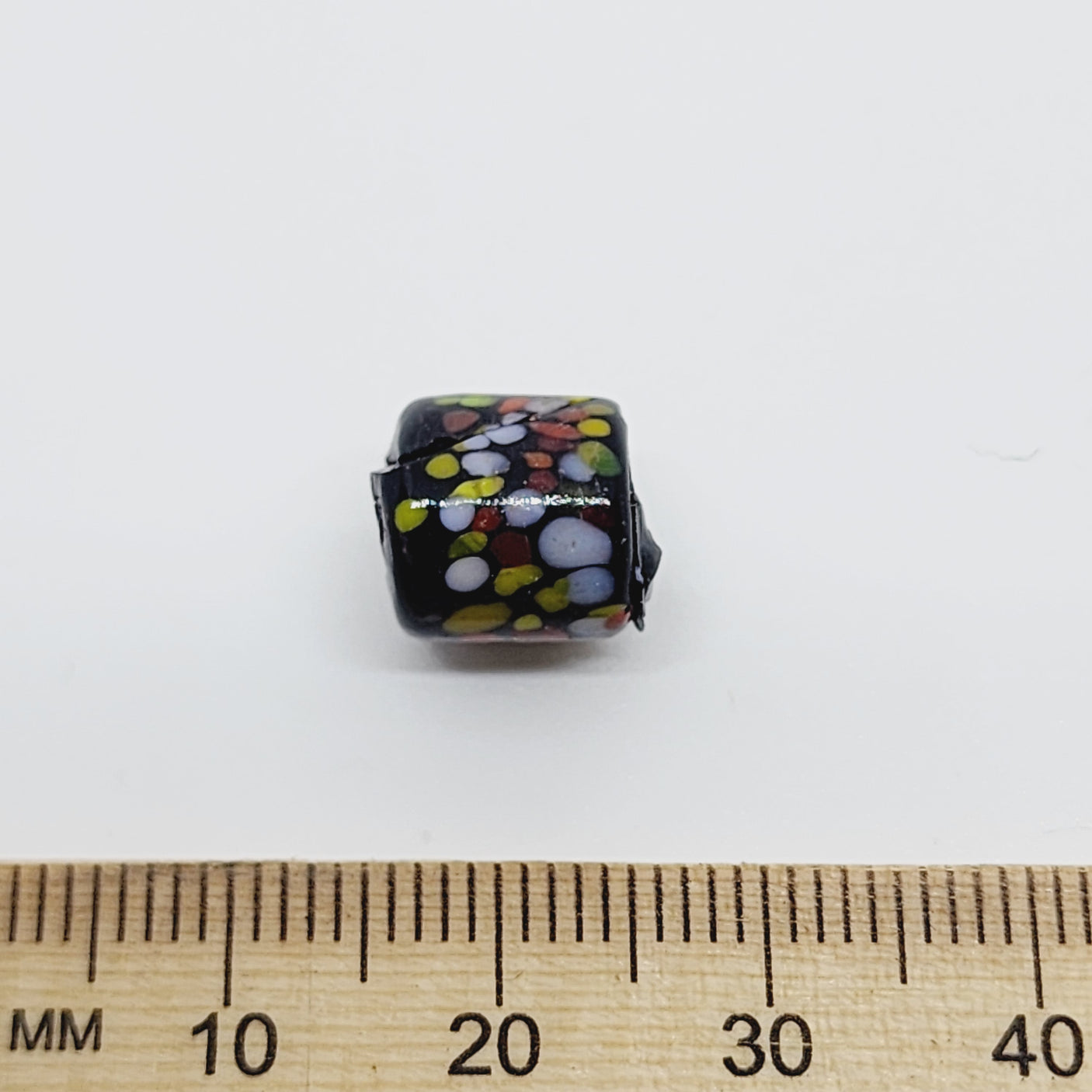 11x10mm Tube (25) - Black Crumb - Glass Vintage Replica Trade Beads