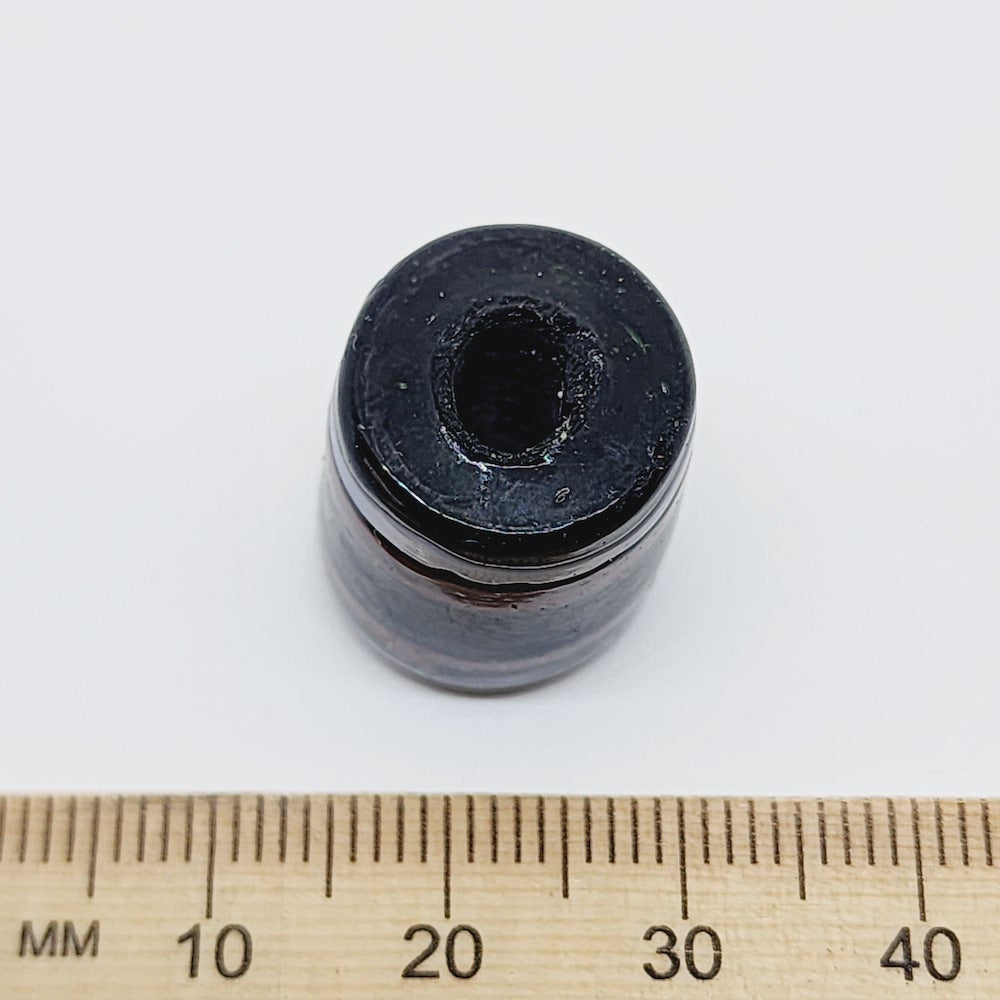 20mm Tube (5) - Black w. Red & White Trailed Lines - Glass Vintage Replica Trade Beads