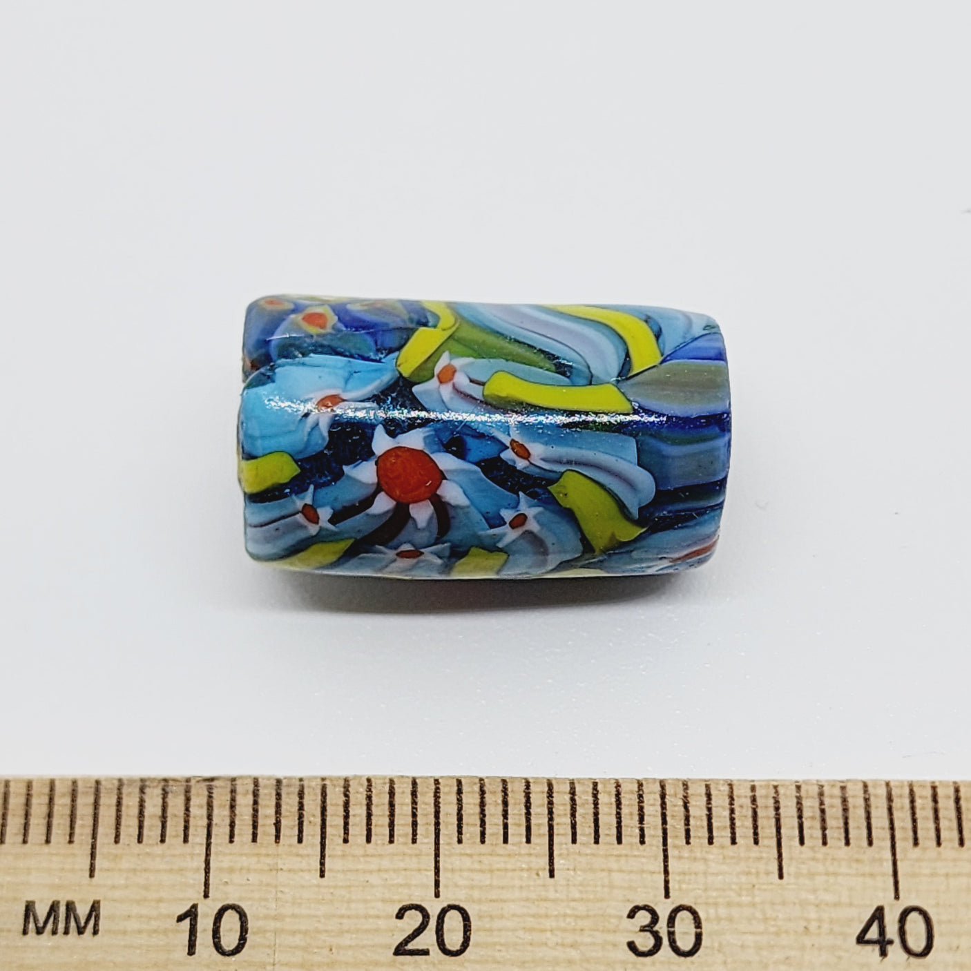 22mm Tube (5) - Brown w. Colours (Furnace-Wound) - Glass Vintage Replica Trade Beads