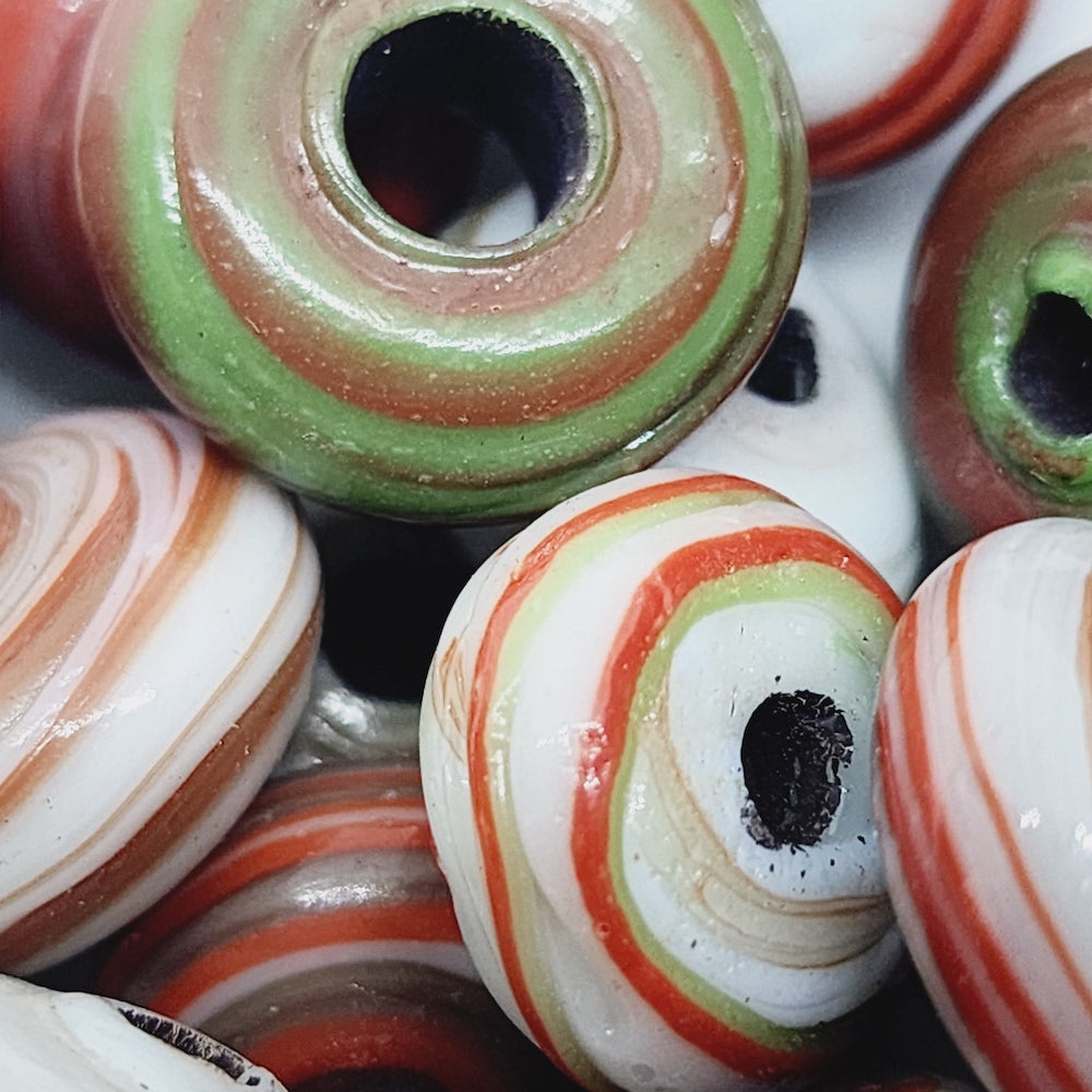 9x18mm Wheel (5) - Multi Colours - Glass Vintage Replica Trade Beads