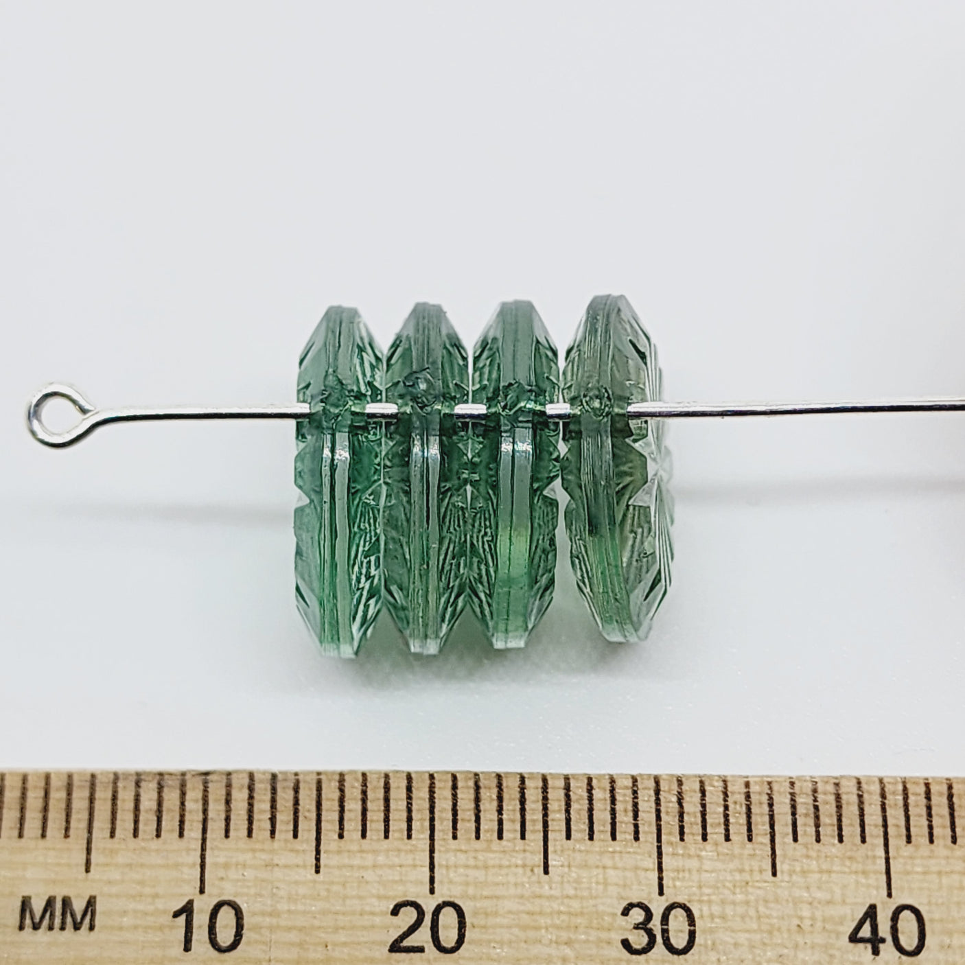 16x4mm Disc Pendant (25) - Transparent Green - Vintage Acrylic Beads