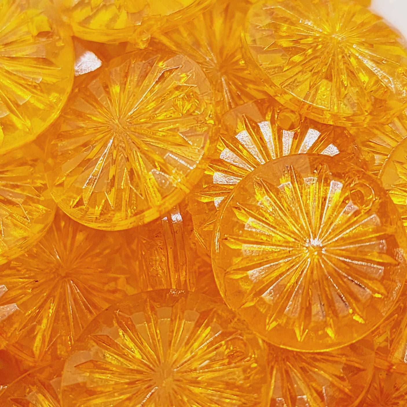 16x4mm Disc Pendant (25) - Transparent Orange - Vintage Acrylic Beads