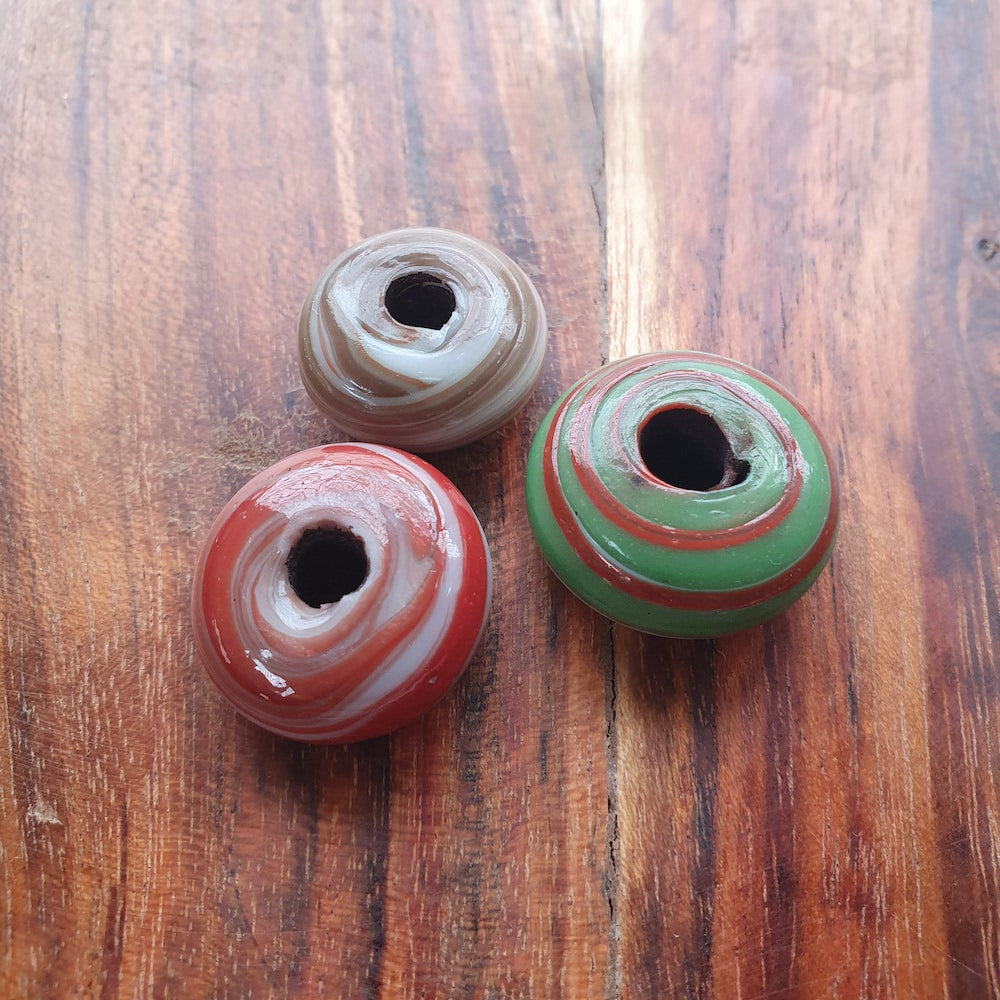 9x18mm Wheel (5) - Multi Colours - Glass Vintage Replica Trade Beads