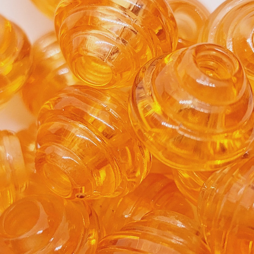 15x16mm Beehive (10) - Transparent Orange - Vintage Lucite Beads