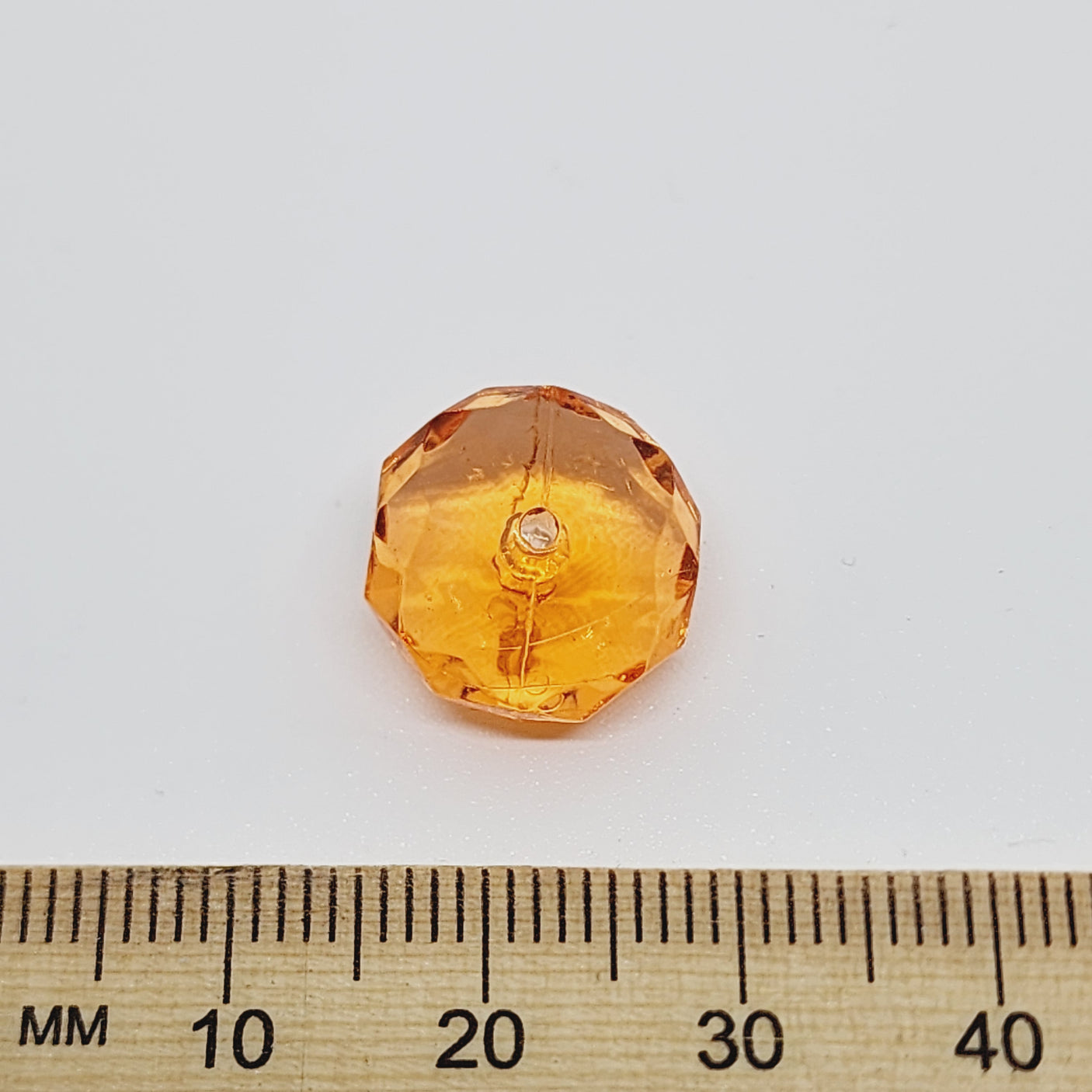 9x14mm Faceted Rondelle (10) - Transparent Hyacinth Orange - Vintage Lucite Beads