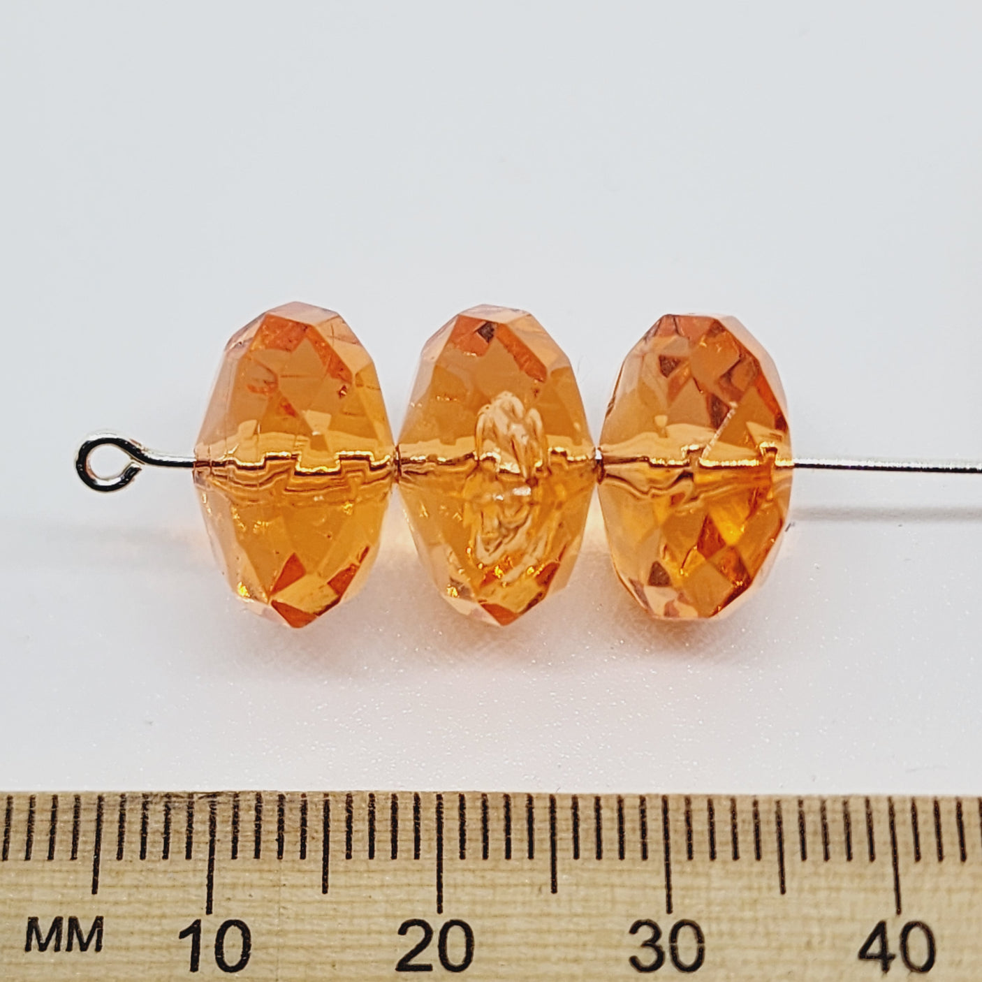9x14mm Faceted Rondelle (10) - Transparent Hyacinth Orange - Vintage Lucite Beads