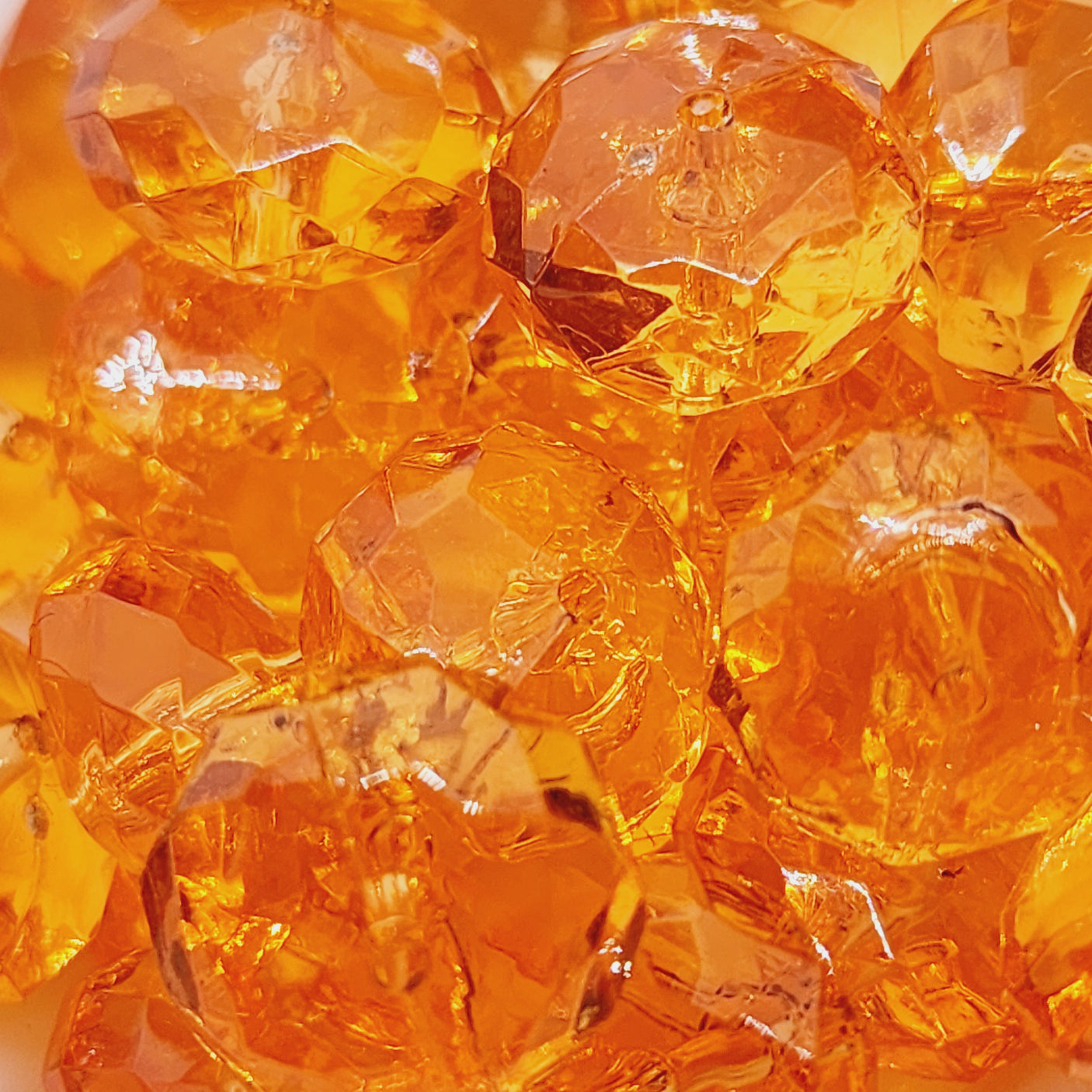 9x14mm Faceted Rondelle (10) - Transparent Hyacinth Orange - Vintage Lucite Beads