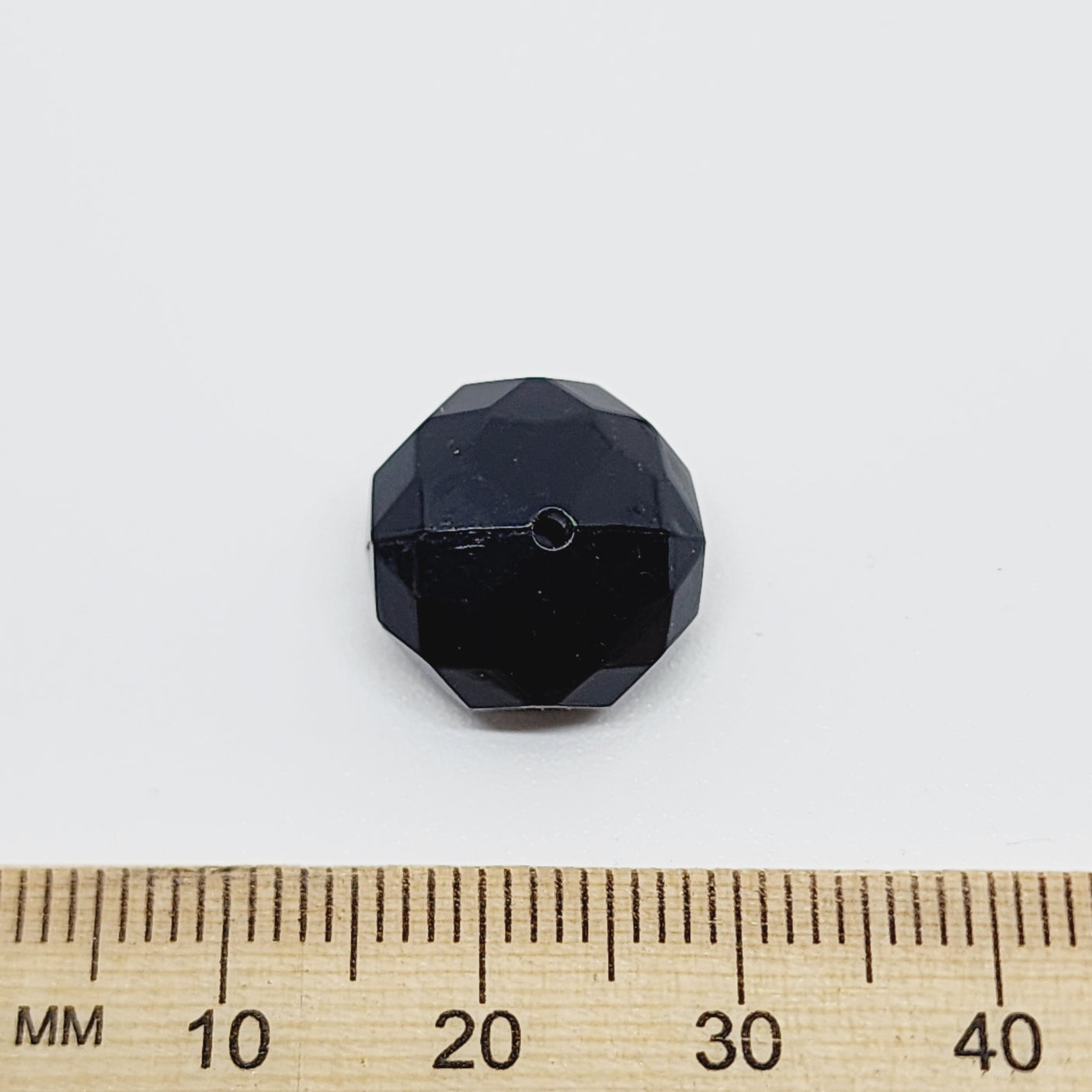 9x14mm Faceted Rondelle (10) - Opaque Black - Vintage Lucite Beads