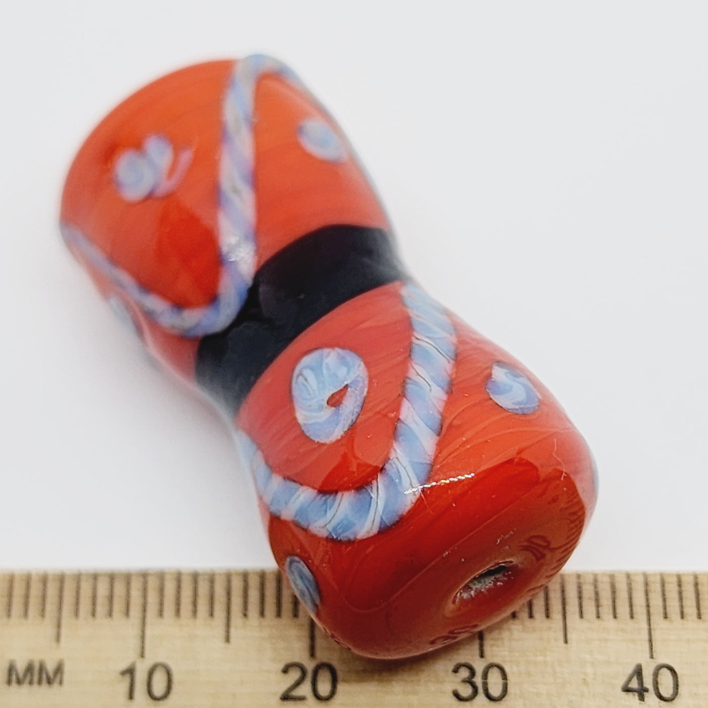 36~40mm Spool (1) - Red Opaque - Glass Vintage Replica Trade Beads